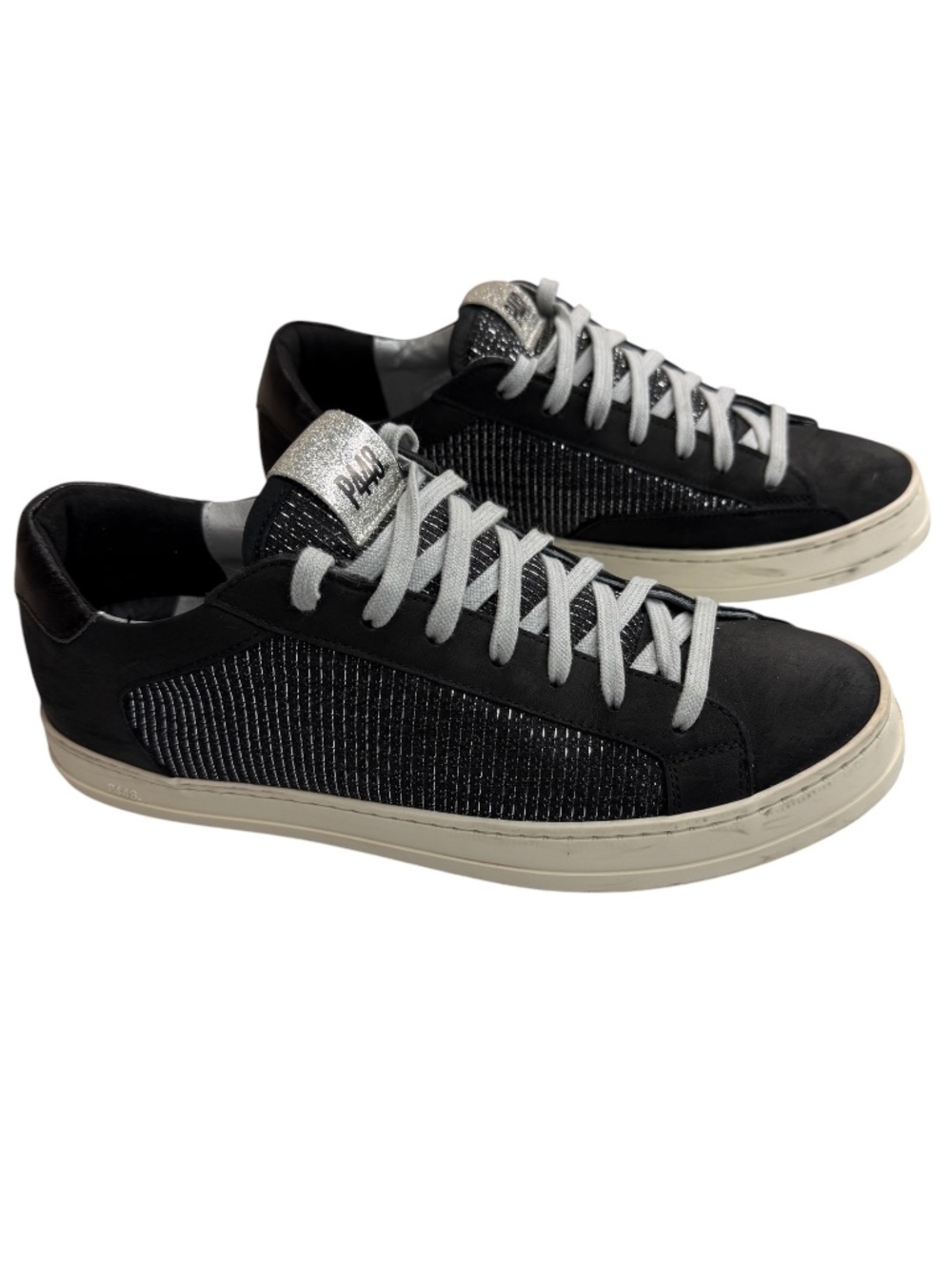 P448 John Blitz Sneakers EU 40 Black Glitter Leather Low Top Italy